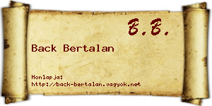 Back Bertalan névjegykártya
