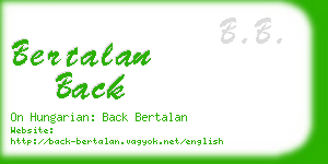 bertalan back business card